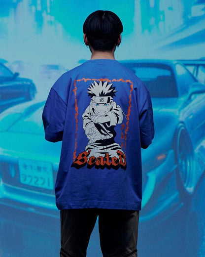 Naruto Shippuden T-Shirt Graphic Blue Size XL
