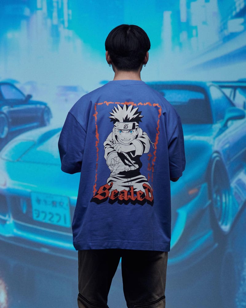 Naruto Shippuden T-Shirt Graphic Blue Size XL