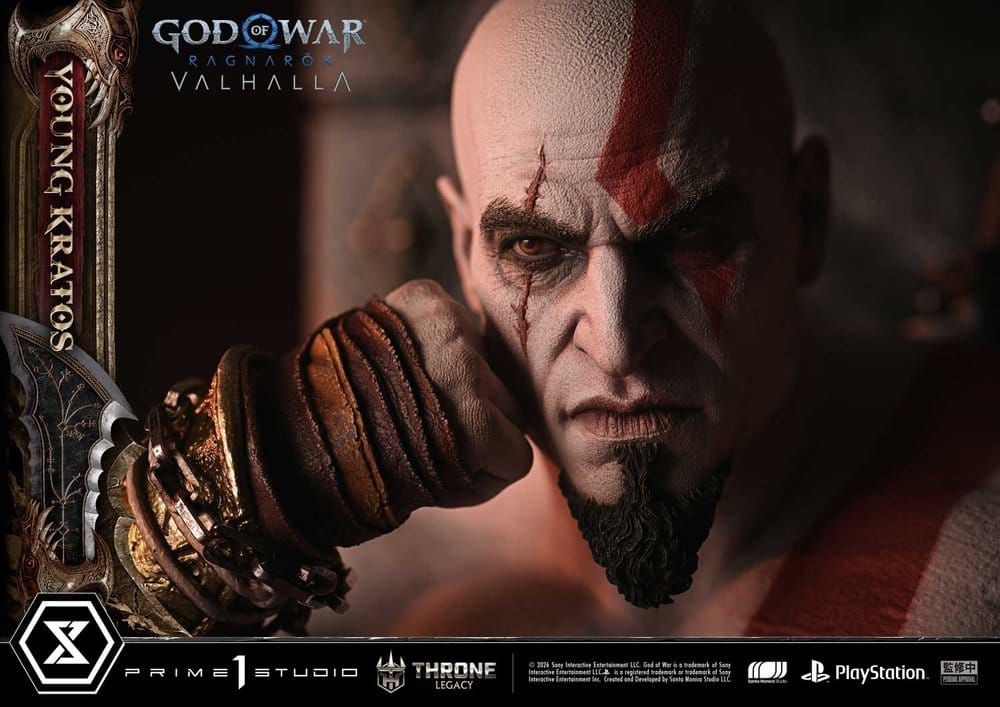 Throne Legacy God of War Series Statue 1/3 Ragnarok Young Thyself Kratos 91 cm