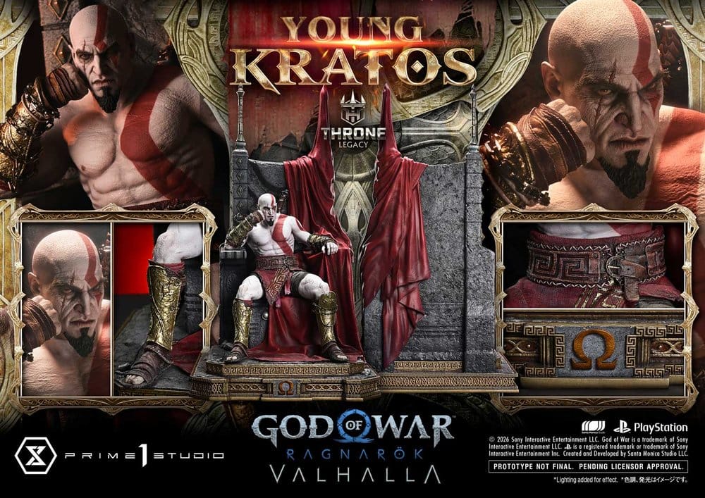 Throne Legacy God of War Series Statue 1/3 Ragnarok Young Thyself Kratos 91 cm