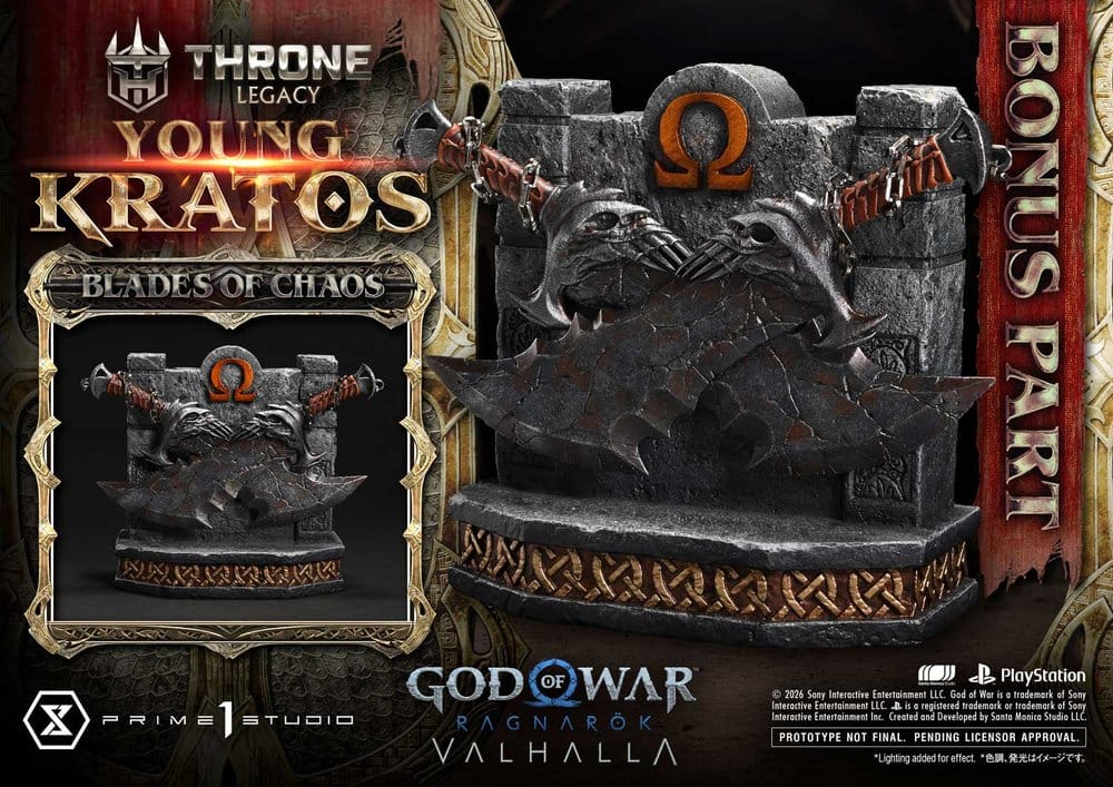 Throne Legacy God of War Series Statue 1/3 Ragnarok Young Thyself Kratos Bonus Version 91 cm