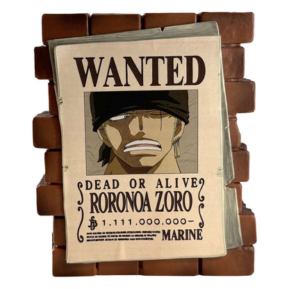 One Piece Coin Bank Zoro Wanted