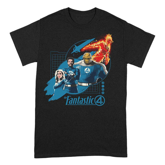 Fantastic Four T-Shirt Group Grid Blue  Size L