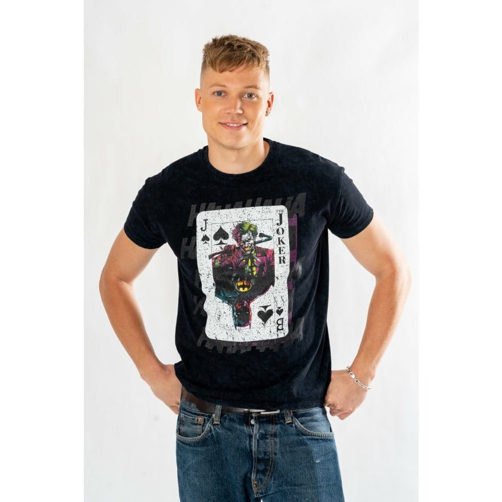 DC Comics T-Shirt The Joker Acid Wash Playing Card Size L