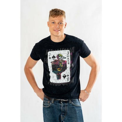 DC Comics T-Shirt The Joker Acid Wash Playing Card Size L