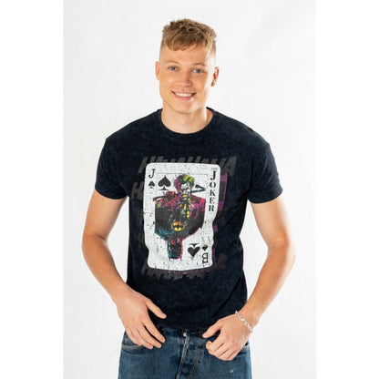 DC Comics T-Shirt The Joker Acid Wash Playing Card Size L
