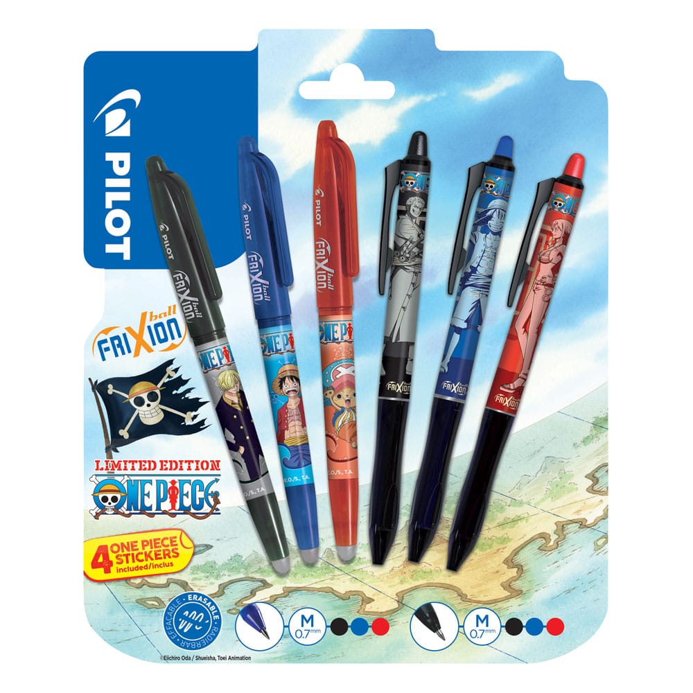One Piece 6-pack Rollerball pen FriXion Ball & Ball+ Limited Sticker Edition LE 0.7 Stationery