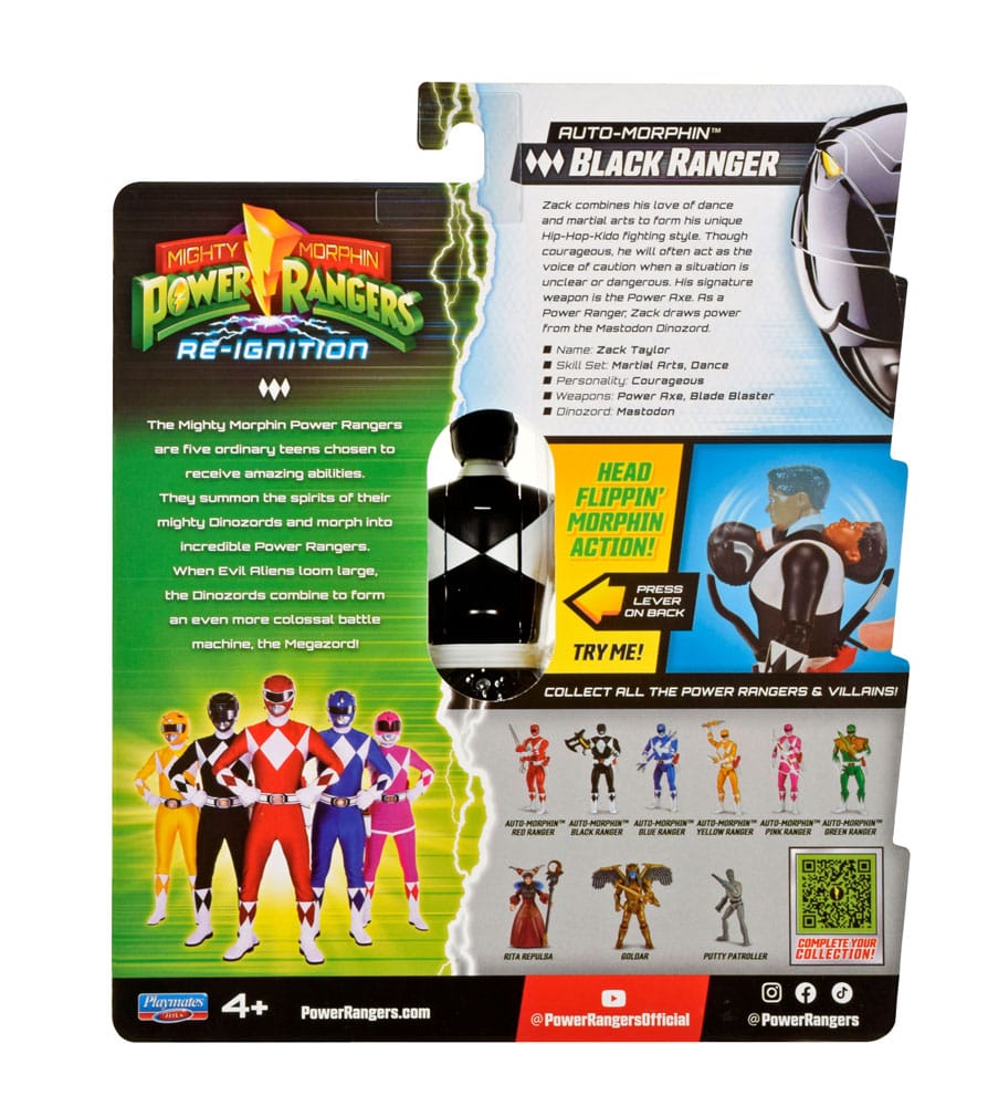 Mighty Morphin Power Rangers Action Figure Auto-Morphin Black Ranger 12 cm