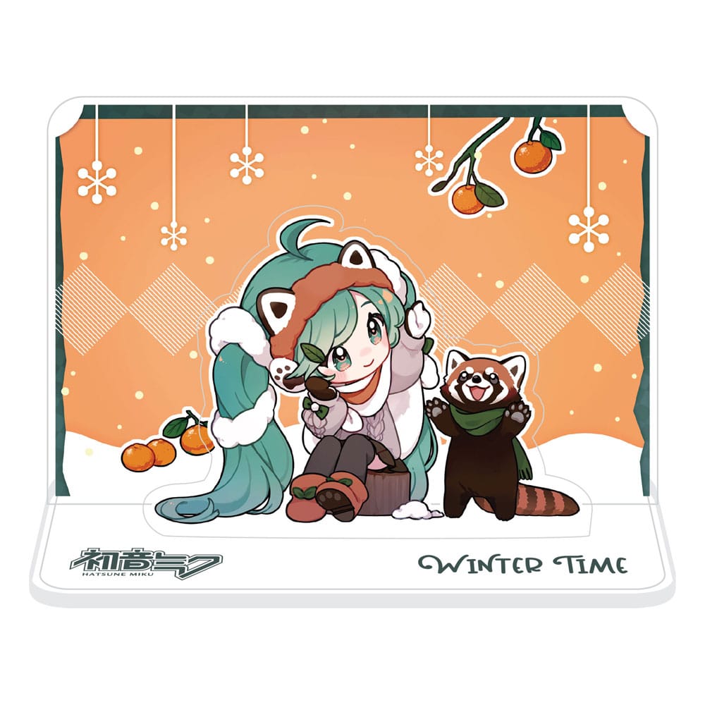 Hatsune Miku Acrylic Figure Standee Miku and Red Panda (Winter Time) 11 cm Decoration