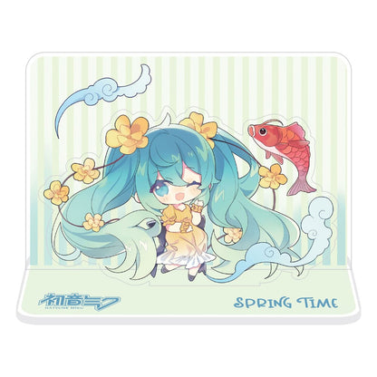 Hatsune Miku Acrylic Figure Standee Hatsune Miku Spring Time Chibi Miku with Koi 11 cm Decoration