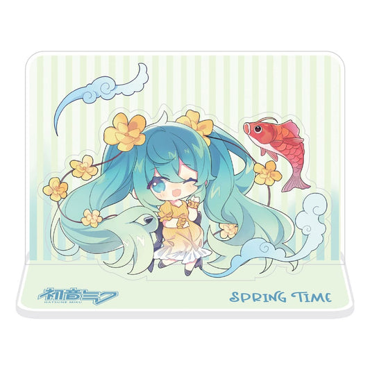 Hatsune Miku Acrylic Figure Standee Hatsune Miku Spring Time Chibi Miku with Koi 11 cm Decoration