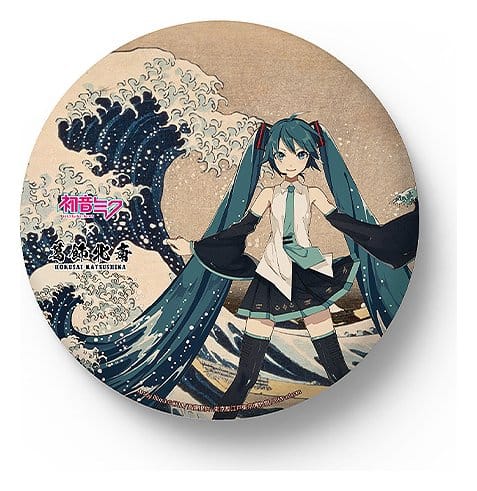 Hatsune Miku x Katsushika Hokusai iXima Large Pinback Button The Great Wave off Kanagawa/Fine Wind, Clear Morning Box Case (2)