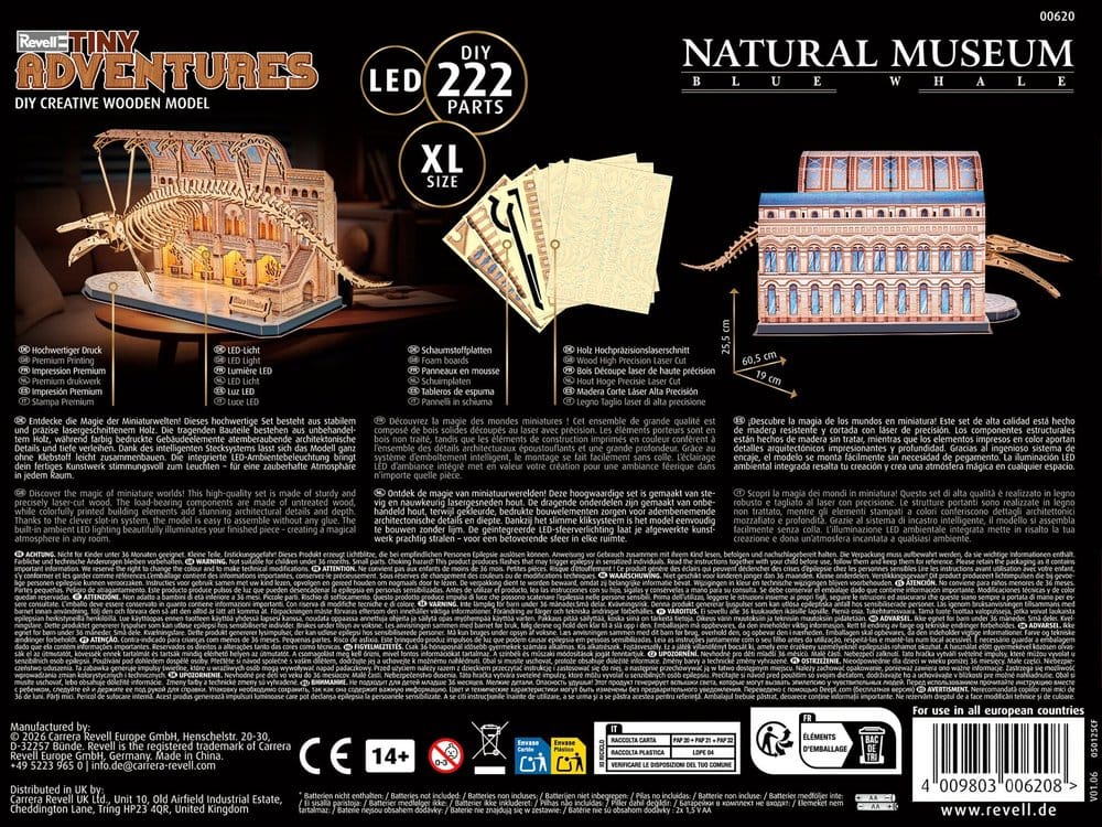 Revell Tiny Adventures Natural Museum 3D Wooden Puzzle Blue Whale 61 cm
