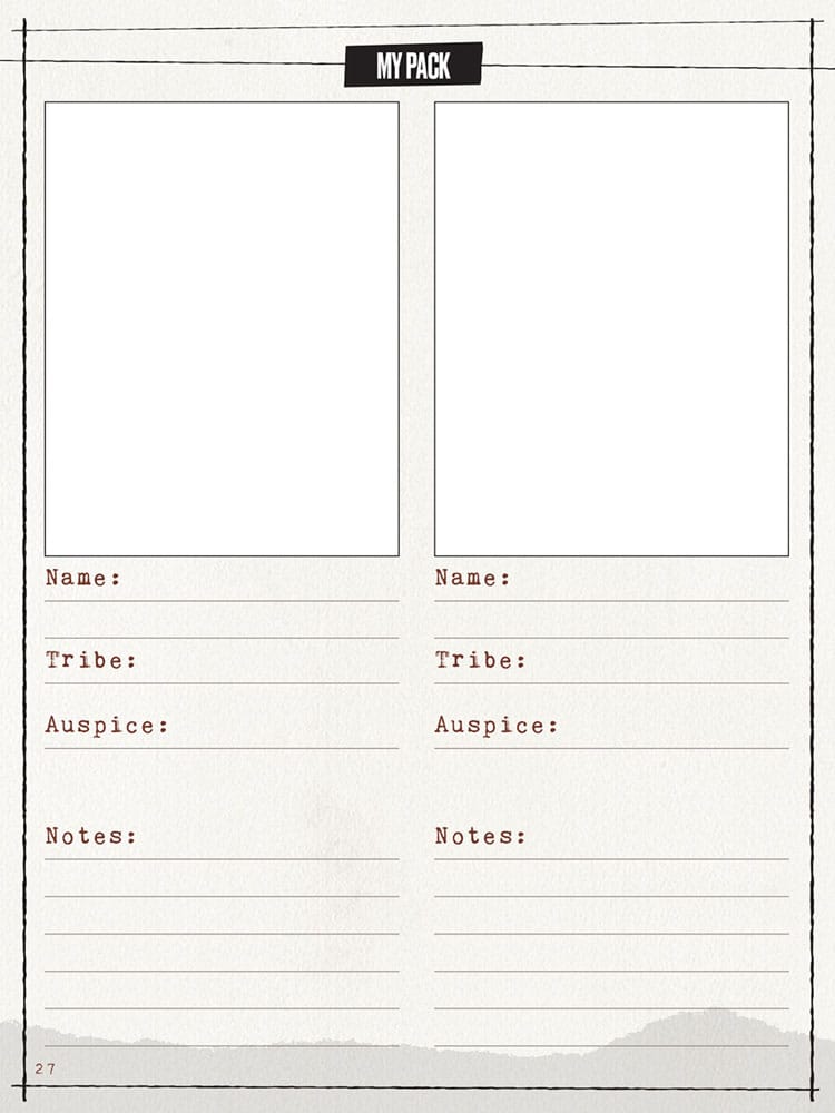 Werewolf: The Apocalypse 5th Edition RPG Journal Expanded Character Sheet Journal *Englische Version*