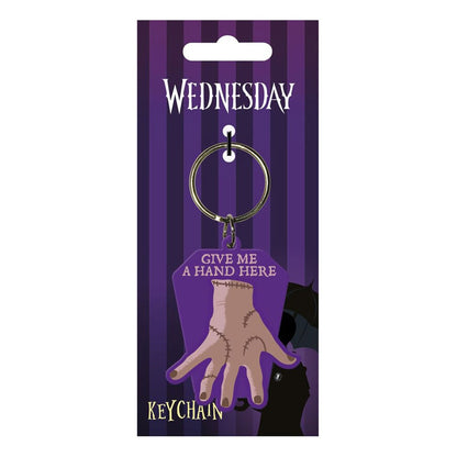 Wednesday Rubber Keychain Give Me A Hand Keyrings