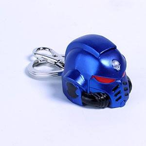 Warhammer 40K Metal Keychain Space Marine Primaris Helmet Ultramarine Keyrings