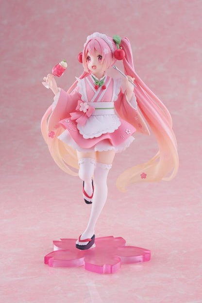 Hatsune Miku PVC Statue Newley Written Sakura Miku Japanese Cafe Ver. Reissue 18 cm