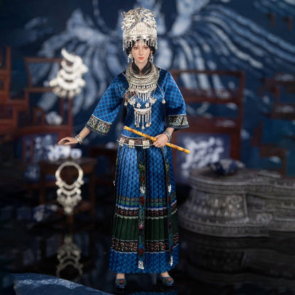 The Miao of China's 56 Ethnic Groups Figure 1/6 Blue 30 cm