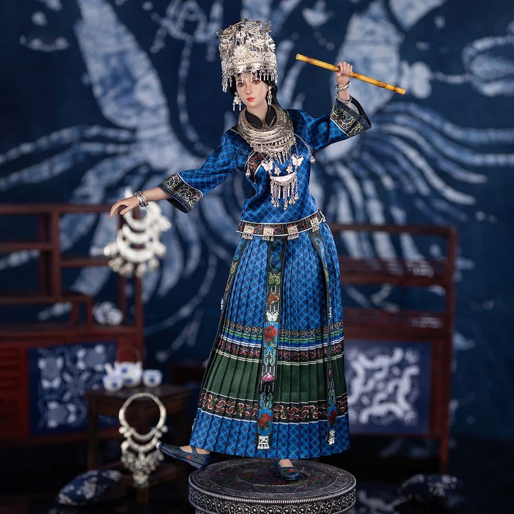 The Miao of China's 56 Ethnic Groups Figure 1/6 Blue 30 cm