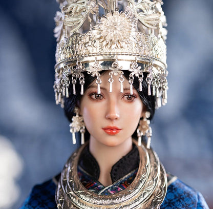 The Miao of China's 56 Ethnic Groups Figure 1/6 Blue 30 cm