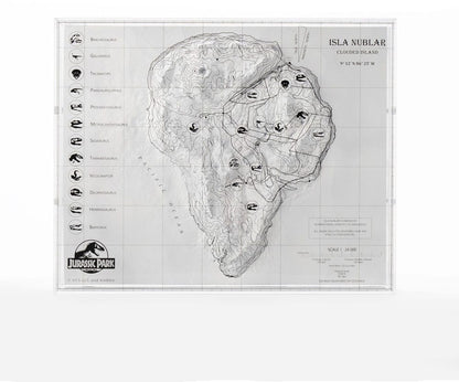 Jurassic Park Topographic Map Isla Nublar