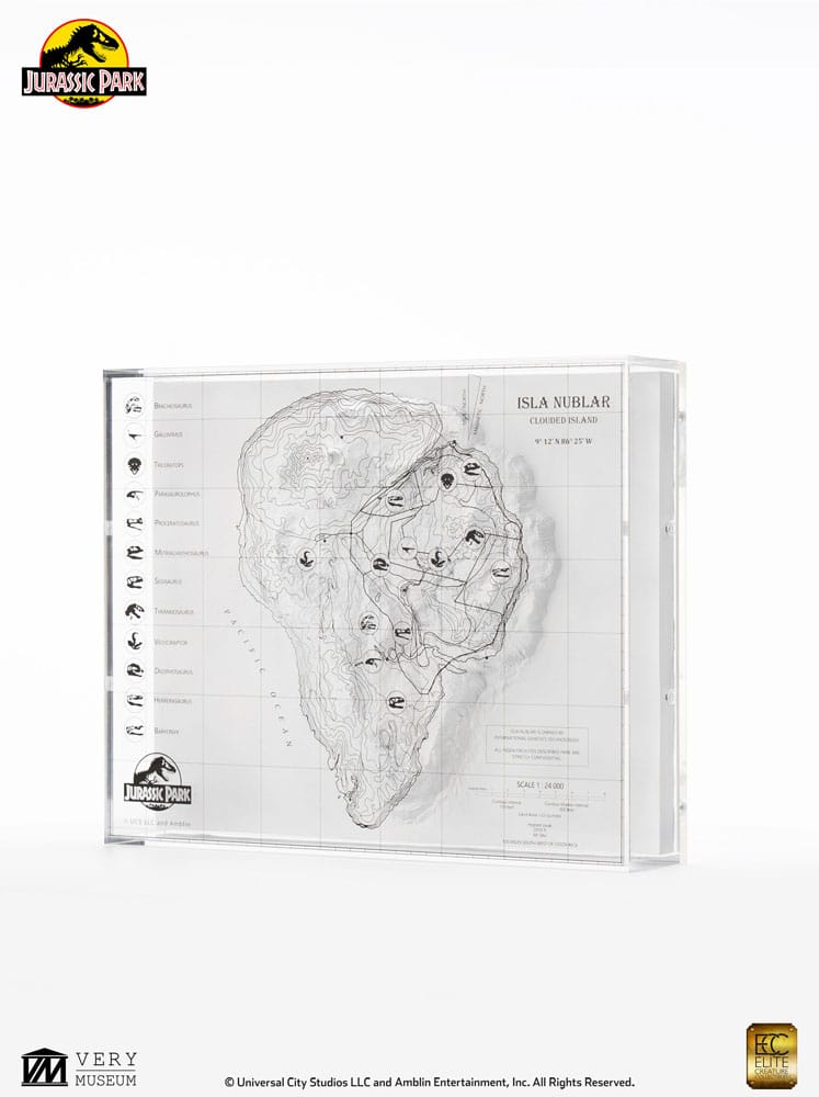 Jurassic Park Topographic Map Isla Nublar