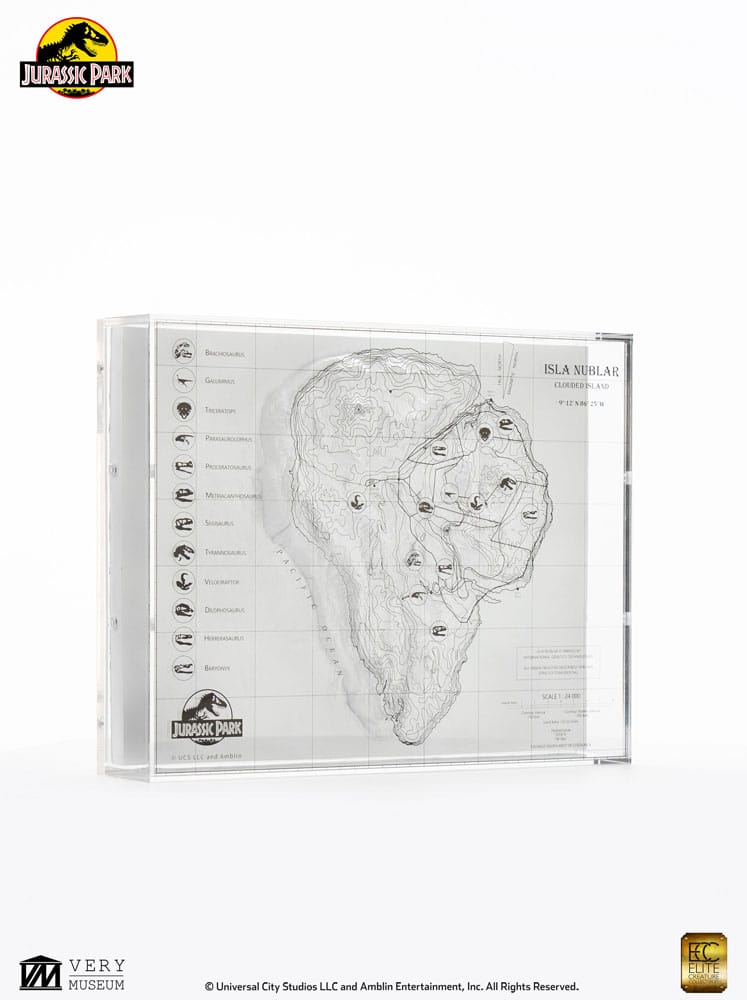 Jurassic Park Topographic Map Isla Nublar