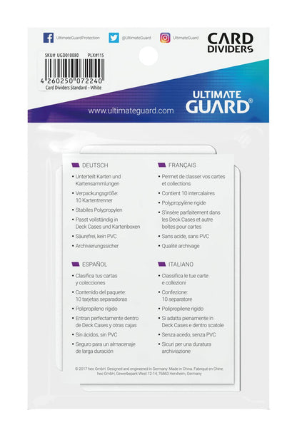 Ultimate Guard Card Dividers Standard Size (10) - White