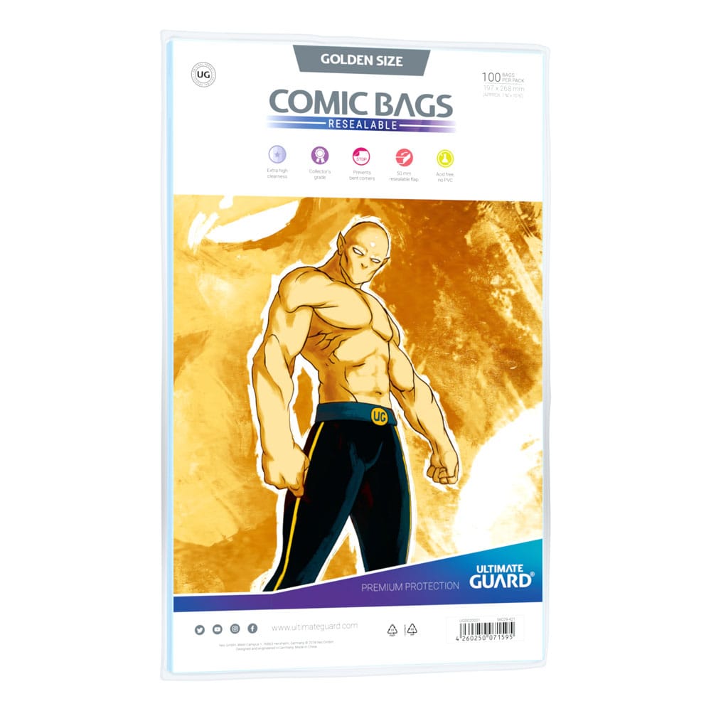 Ultimate Guard Comic Bags Resealable (100) - Golden Size - [New]