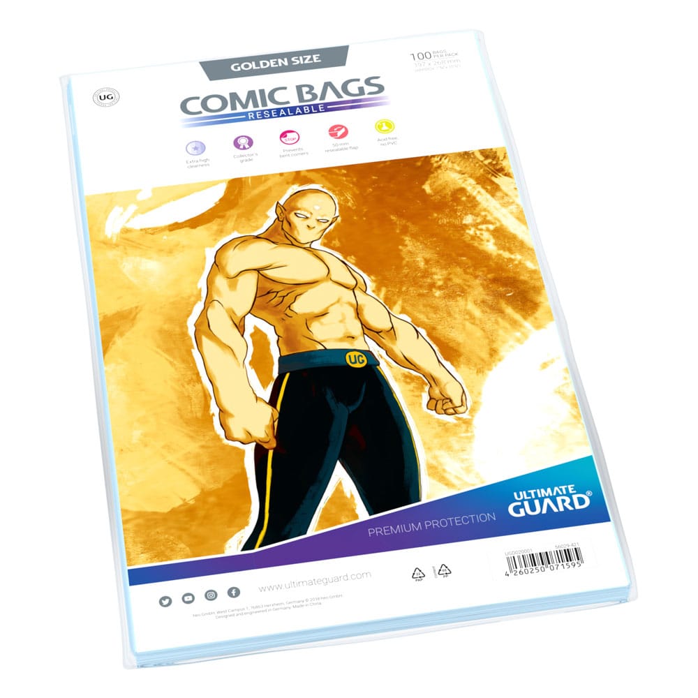 Ultimate Guard Comic Bags Resealable (100) - Golden Size - [New]