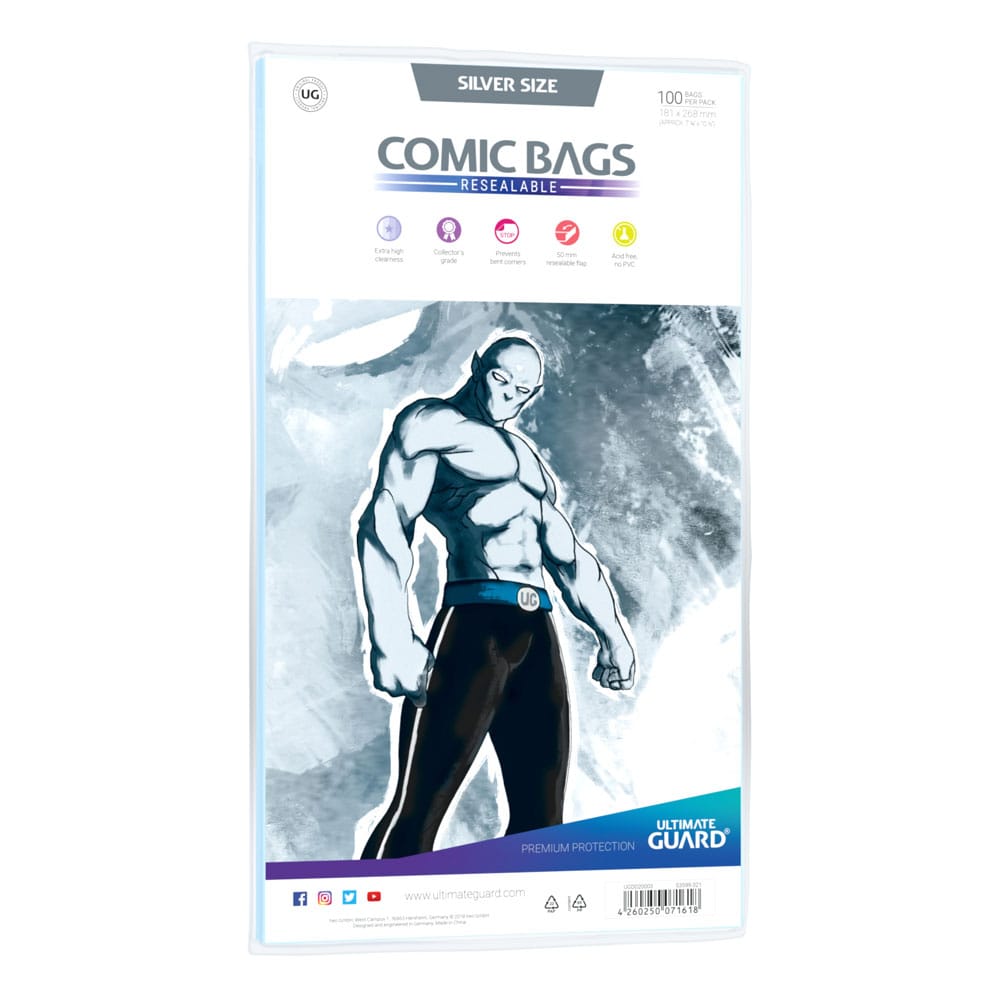 Ultimate Guard Comic Bags Resealable (100) - Silver Size Comics storage & Protection