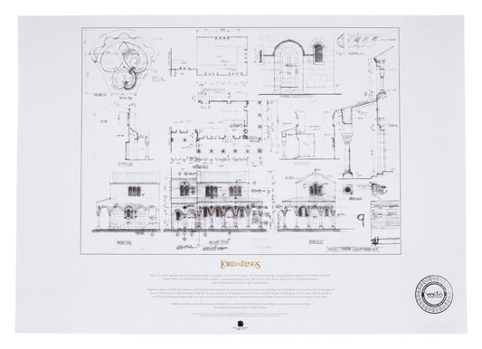 Lord of the Rings Blueprint Art Print The Courtyard of Minas Tirith 59 x 42 cm