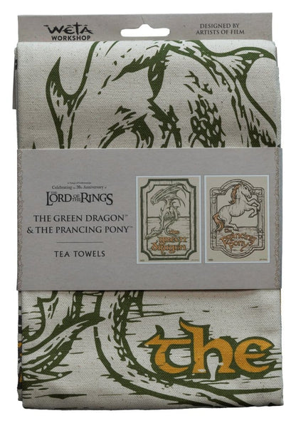 Lord of the Rings Tea Towel 2-Pack Green Dragon & Prancing Pony 69 cm