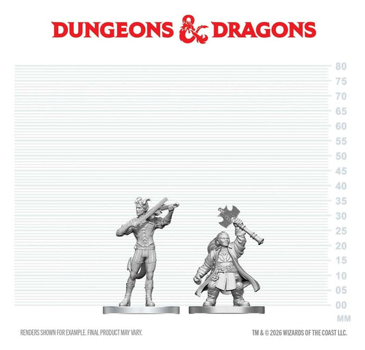 D&D Nolzur's Marvelous Miniatures Mini Figures Tiefling Bard & Dwarf Cleric 13 cm