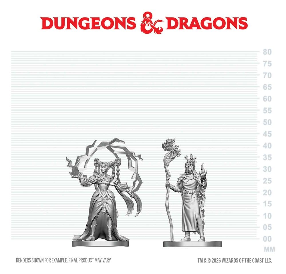 D&D Nolzur's Marvelous Miniatures Mini Figures Human Druid & Elf Sorcerer 13 cm