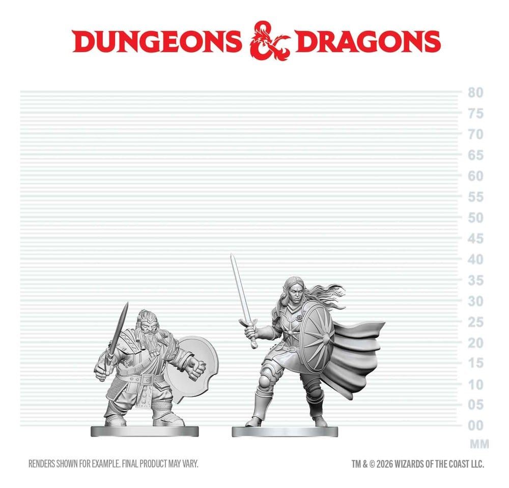 D&D Nolzur's Marvelous Miniatures Mini Figures Dwarf Fighter & Orc Paladin 13 cm