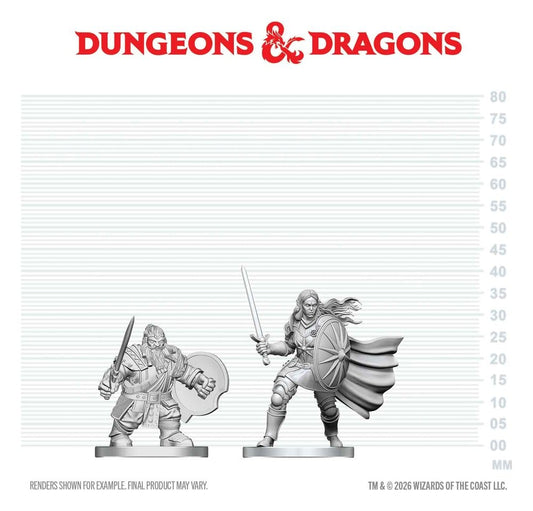 D&D Nolzur's Marvelous Miniatures Mini Figures Dwarf Fighter & Orc Paladin 13 cm