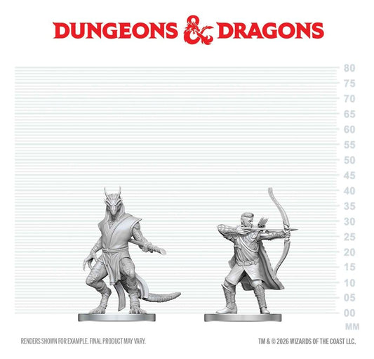 D&D Nolzur's Marvelous Miniatures Mini Figures Elf Ranger & Dragonborn Monk 13 cm