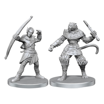 Pathfinder Deep Cuts Unpainted Miniatures Elf Hunter & Catfolk Bandit