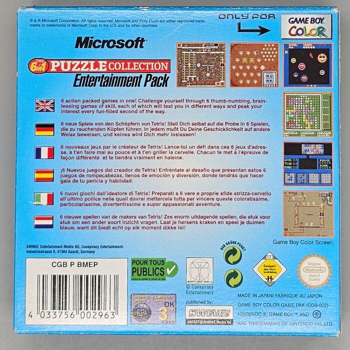 Microsoft Puzzle Collection for Nintendo Gameboy Color
