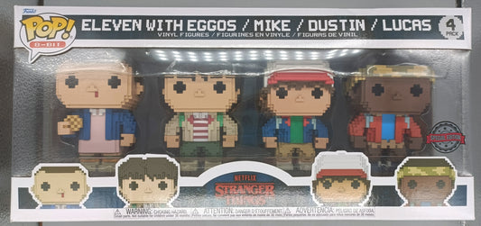 [4 Pack] Eleven with Eggos/Mike/Dustin/Lucas - 8-Bit - Stranger Things - Box Damaged Funko POP