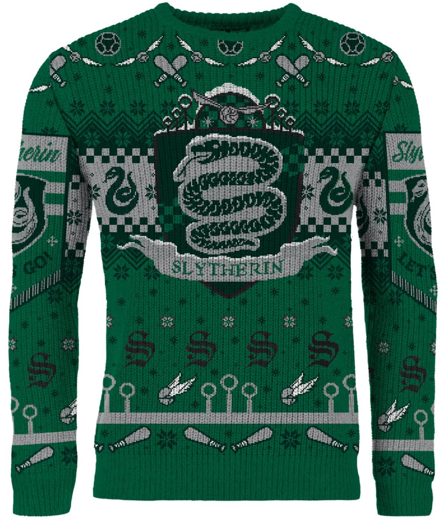 Harry Potter: Slytherin Quidditch Christmas Jumper (Size: XL)