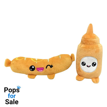 Yummis Together Plush Figures 2 Pack Sausage & Mustard in Take Away Bag 21 cm