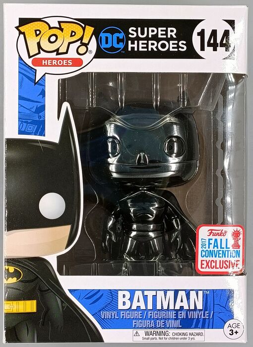 #144 Batman (Black) Chrome - DC - 2017 Con Exc Funko POP