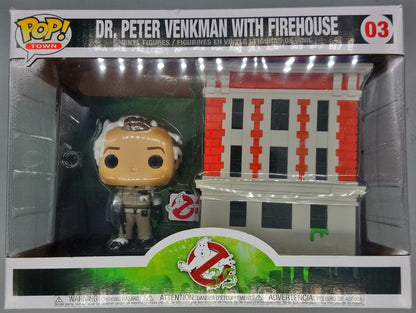 #03 Dr. Peter Venkman with Firehouse Ghostbusters Box Damaged Funko POP